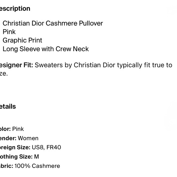 Dior Pink Graphic Cashmere Sweater - Picture 4 of 4